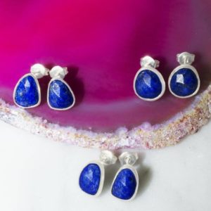 Shop Lapis Lazuli Earrings! Silver Earrings-Stud Earrings-Lapis Lazuli Earrings-Gemstone Earrings-Blue Stone Jewelry-Semi Precious Stone-Lapis Lazuli Studs-Blue Pyrite | Natural genuine Lapis Lazuli earrings. Buy crystal jewelry, handmade handcrafted artisan jewelry for women.  Unique handmade gift ideas. #jewelry #beadedearrings #beadedjewelry #gift #shopping #handmadejewelry #fashion #style #product #earrings #affiliate #ad