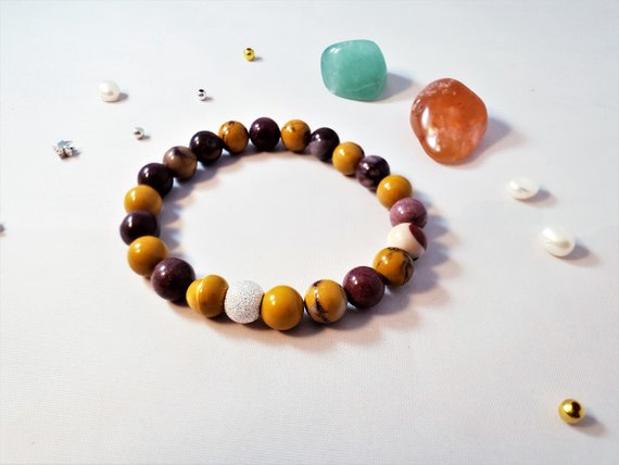 Mookaite Jasper Stretch Bracelet, Mookaite Jewellery, Gift For Her,  Crystal Healing