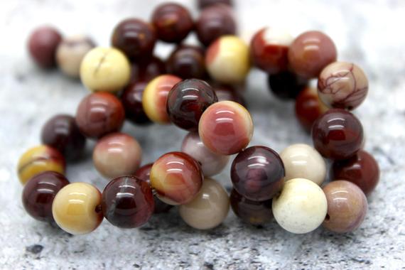 Natural Mookaite Smooth Round Loose Gemstone Beads (4mm 6mm 8mm 10mm 12mm) - Pg11
