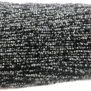 Shop Obsidian Faceted Beads! Natural Faceted Obsidian Snowflake Black 2mm / 3mm Round Cut Genuine Loose Beads 15 inch Jewelry Supply Bracelet Necklace Material Support | Natural genuine faceted Obsidian beads for beading and jewelry making.  #jewelry #beads #beadedjewelry #diyjewelry #jewelrymaking #beadstore #beading #affiliate #ad