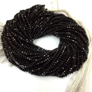 Shop Black Tourmaline Faceted Beads! New Arrival Natural Faceted Rare Black Tourmaline Rondelle Beads 3mm Gemstone Beads 13 Inch Strand Superb Quality | Natural genuine faceted Black Tourmaline beads for beading and jewelry making.  #jewelry #beads #beadedjewelry #diyjewelry #jewelrymaking #beadstore #beading #affiliate #ad