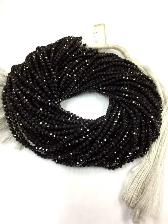 New Arrival Natural Faceted Rare Black Tourmaline Rondelle Beads 3mm Gemstone Beads 13 Inch Strand Superb Quality