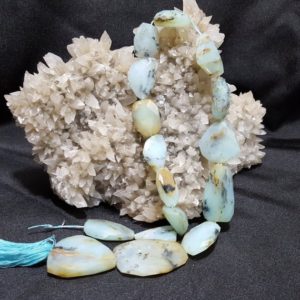 Shop Opal Chip & Nugget Beads! Peruvian Opal Graduating Faceted Nugget Bead 16 In. Strand, Blue Green Peruvian Opal, Genuine Opal, Semi Precious Gem, Chunky Nugget Beads | Natural genuine chip Opal beads for beading and jewelry making.  #jewelry #beads #beadedjewelry #diyjewelry #jewelrymaking #beadstore #beading #affiliate #ad