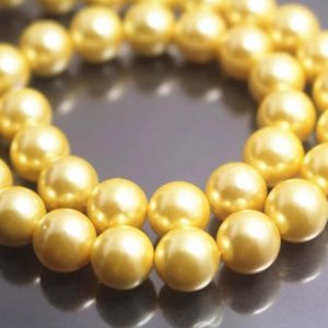 Shop Pearl Round Beads! 6mm/8mm/10mm/12mm Gold Yellow South Sea Shell Pearl Smooth and Round Beads,15 inches one starand | Natural genuine round Pearl beads for beading and jewelry making.  #jewelry #beads #beadedjewelry #diyjewelry #jewelrymaking #beadstore #beading #affiliate #ad