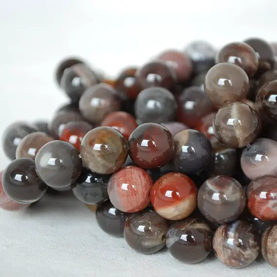 Natural Petrified Wood Agate Semi-precious Gemstone Round Beads - 4mm, 6mm, 8mm, 10mm Sizes - 15" Strand