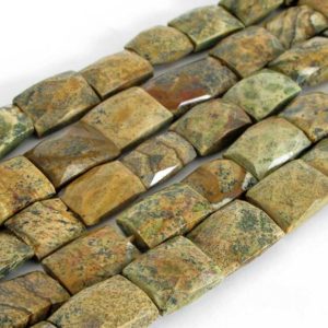 Shop Picture Jasper Bead Shapes! 10mm Picture Jasper Beads, Picture Jasper Faceted Rectangle Beads, Scenic Jasper, Landscape Jasper, Half Strand, Earth Tones, Jas212 | Natural genuine other-shape Picture Jasper beads for beading and jewelry making.  #jewelry #beads #beadedjewelry #diyjewelry #jewelrymaking #beadstore #beading #affiliate #ad