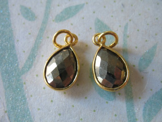 Bezel Gemstone Gem Pendants Charms, 14x8.25 Mm, 24k Gold Plated Teardrop, Petite Drop Wholesale  Gcp4 Ll Gp