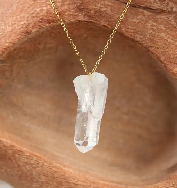 Chunky Quartz Necklace, Raw Crystal Necklace, Clear Quartz Necklace, Master Healer, 14k Gold Filled Necklace, Sterling Silver Chain