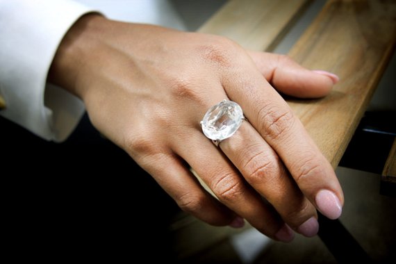 Crystal Quartz Ring · Silver Ring · Clear Quartz · Reflective Ring · Crystal Ring · Gemstone Ring · Faceted Oval Ring
