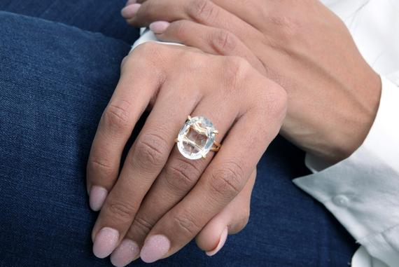 Large Quartz Ring · Crystal Quartz Ring · Silver Ring · Gemstone Ring · Oval Ring · Sterling Silver Ring