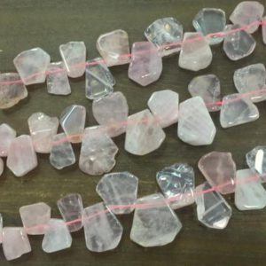 Rose Quartz Slice Beads Pink Quartz Crystal Teardrop Beads Polished Roughly Teardrop Pear Shaped Slab beads supplies Graduated full strand | Natural genuine other-shape Gemstone beads for beading and jewelry making.  #jewelry #beads #beadedjewelry #diyjewelry #jewelrymaking #beadstore #beading #affiliate #ad