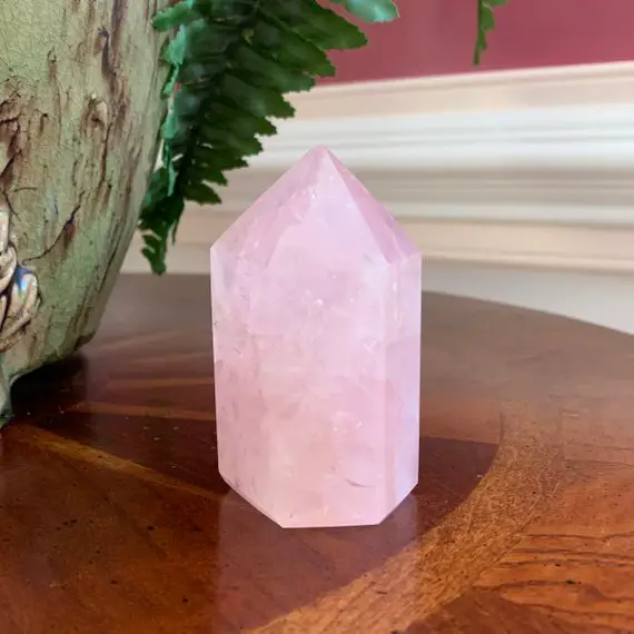 3.1" Rose Quartz Crystal Point - Polished Natural Crystal - Stone Tower - Healing Crystal - Meditation Crystal - Display - From Brazil- 223g