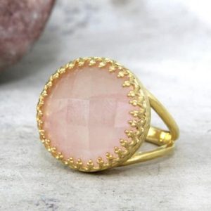 Rose quartz ring · gold ring · pink quartz ring · love stone ring · i love you ring · gemstone ring · rose ring | Natural genuine Rose Quartz rings, simple unique handcrafted gemstone rings. #rings #jewelry #shopping #gift #handmade #fashion #style #affiliate #ad