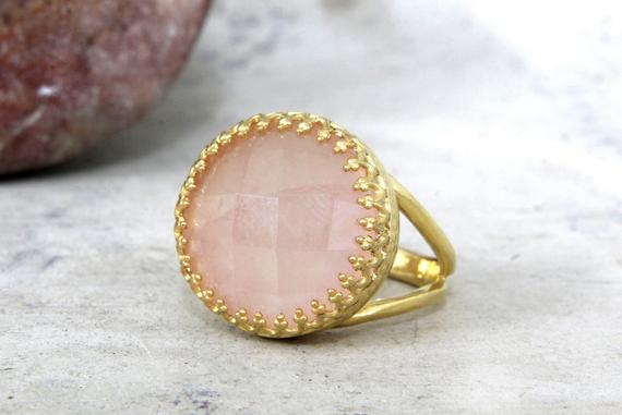 Rose Quartz Ring · Gold Ring · Pink Quartz Ring · Love Stone Ring · I Love You Ring · Gemstone Ring · Rose Ring
