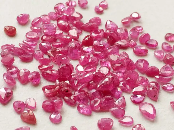 2x3mm - 4x5mm Ruby Pear Cut Stones, Natural Loose Ruby Gems, Faceted Ruby Pear, Ruby Pear For Jewelry (1ct To 10ct Options) - Pgpa157