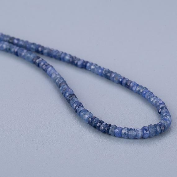 Aaa+ Quality Blue Sapphire Necklace, Natural Gemstone Jewelry, Blue Sapphire Beaded Necklace, Handmade Jewelry, Beautiful Gift Necklace.