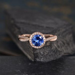 Shop Unique Sapphire Engagement Rings! Infinity Lab Sapphire Engagement Ring Rose Gold Diamond Halo Wedding Bridal Promise Half Eternity Women Anniversary September Birthstone | Natural genuine Sapphire rings, simple unique alternative gemstone engagement rings. #rings #jewelry #bridal #wedding #jewelryaccessories #engagementrings #weddingideas #affiliate #ad