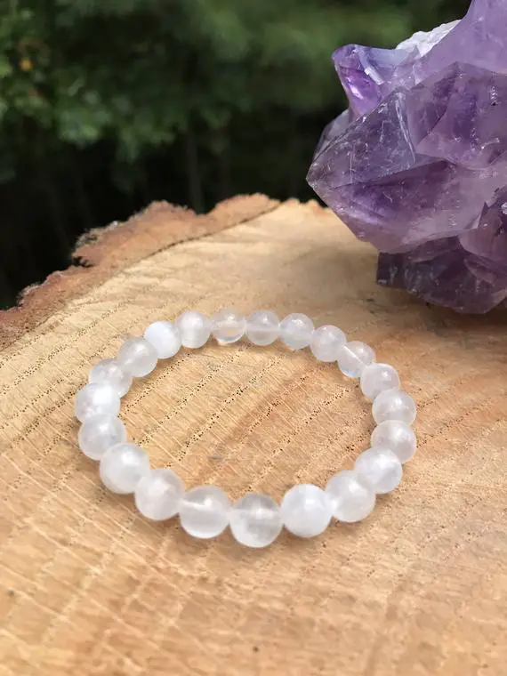 Selenite Bracelet | White Light | Serenity | Clarity | Peace | Spirituality | Chakra Healing | Taurus Zodiac | Harmony | Protection | Love