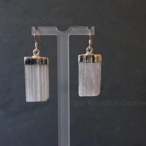 Shop Selenite Jewelry! Selenite Earring, Silver Selenite, Selenite Crystal, Raw Selenite Earring, Selenite Wand, White Selenite, Gold Selenite Earring | Natural genuine Selenite jewelry. Buy crystal jewelry, handmade handcrafted artisan jewelry for women.  Unique handmade gift ideas. #jewelry #beadedjewelry #beadedjewelry #gift #shopping #handmadejewelry #fashion #style #product #jewelry #affiliate #ad