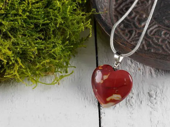Mookaite Jasper Crystal Heart Pendant - Crystal Pendant, Handmade Jewelry, Healing Crystals And Stones, E0741