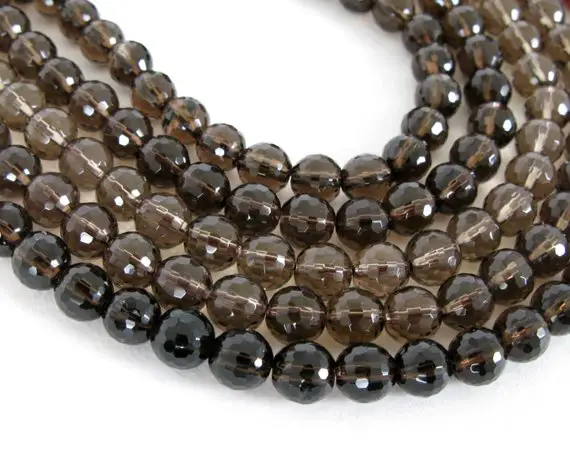 6mm Round Smoky Quartz Beads, 15 Beads, Smokey Quartz, Faceted Round 6mm Beads, Faceted Quartz Bead, Genuine Quartz Gemstone, Smoky200