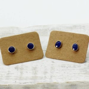 Shop Sodalite Earrings! Blue sodalite stone tiny stud earrings made of natural sodalite stones and 925e silver handmade royal marine blue stone from South America | Natural genuine Sodalite earrings. Buy crystal jewelry, handmade handcrafted artisan jewelry for women.  Unique handmade gift ideas. #jewelry #beadedearrings #beadedjewelry #gift #shopping #handmadejewelry #fashion #style #product #earrings #affiliate #ad