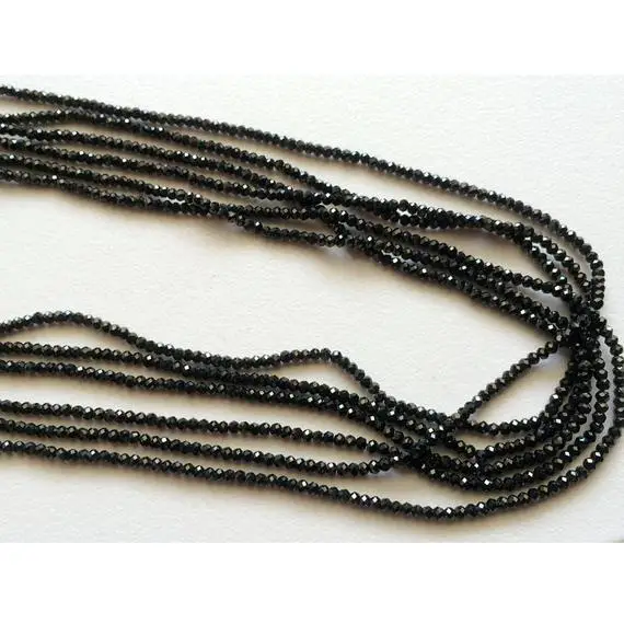 2.5mm Black Spinel Micro Faceted Rondelles, Black Spinel Faceted Rondelles, Black Spinel Beads For Jewelry (1st To 5st Options) - Pg60