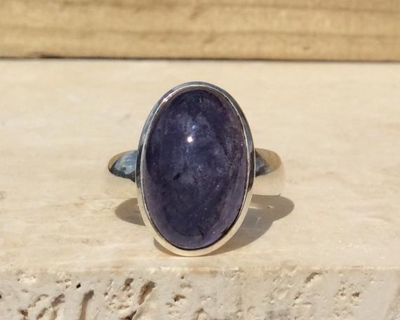 Tanzanite Silver Ring, Blue Oval Stone, Silver Gemstone Ring For Men Or Women, Solitaire Ring, Valentines Gift For Him