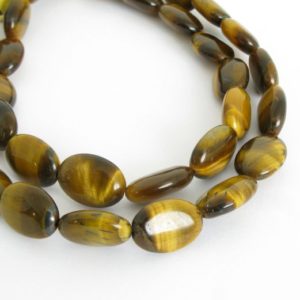 14mm Tiger's Eye Beads, Full Strand, Oval Tiger Eye, 14mm Oval Tigereye Beads, Tig210 | Natural genuine other-shape Gemstone beads for beading and jewelry making.  #jewelry #beads #beadedjewelry #diyjewelry #jewelrymaking #beadstore #beading #affiliate #ad