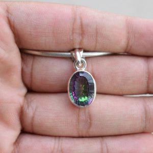 Shop Topaz Jewelry! Mystic Topaz Pendant, Handmade Pendant, 925 Sterling Silver Pendant, Gemstone Pendant, Gift for Her, Oval Topaz Pendant, Birthday Gift | Natural genuine Topaz jewelry. Buy crystal jewelry, handmade handcrafted artisan jewelry for women.  Unique handmade gift ideas. #jewelry #beadedjewelry #beadedjewelry #gift #shopping #handmadejewelry #fashion #style #product #jewelry #affiliate #ad