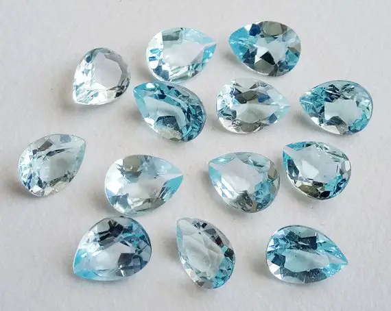 6x8mm  Blue Topaz Pear Cut Stone, Natural Blue Topaz Full Pear Cut Stone, Loose 2 Pieces Blue Topaz Calibrated For Jewelry - Gs5188
