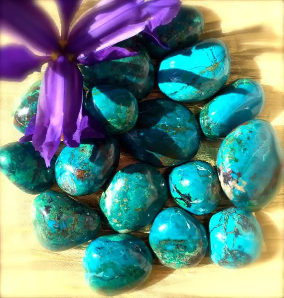 Tumbled Chrysocolla, Premium Quality, Full Moon Charged, Pagan Altar, Meditation, Chakra, Reiki, Crystal Grid, Magic, Spell, Use With Tarot!