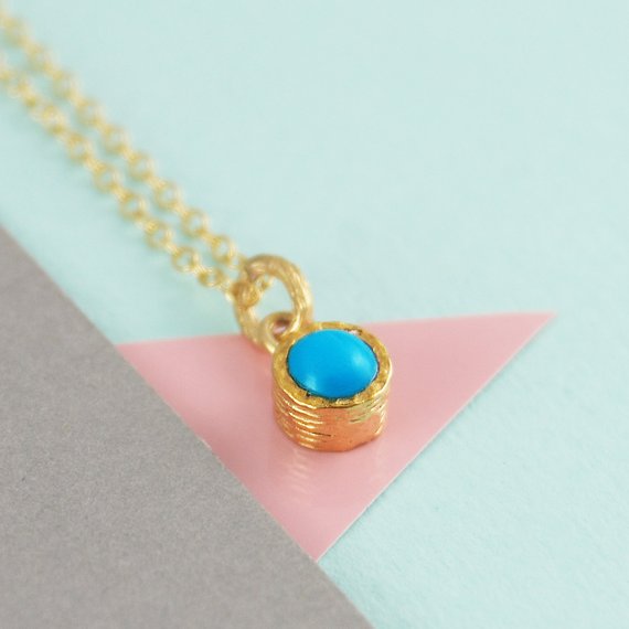 Dainty Turquoise Necklace Gold December Birthstone Necklace For Mom Dainty Turquoise And Gold Necklace Dainty Gemstone Necklace