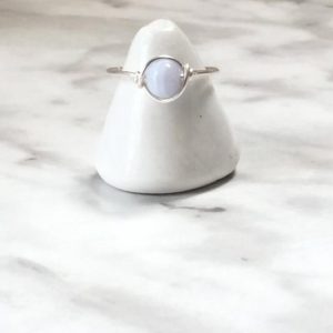 Shop Blue Lace Agate Rings! wire dainty blue lace agate ring,agate ring,blue agate ring,light blue ring,blue stone ring,bridal gift,something blue gift,girlfriend gift | Natural genuine Blue Lace Agate rings, simple unique alternative gemstone engagement rings. #rings #jewelry #bridal #wedding #jewelryaccessories #engagementrings #weddingideas #affiliate #ad