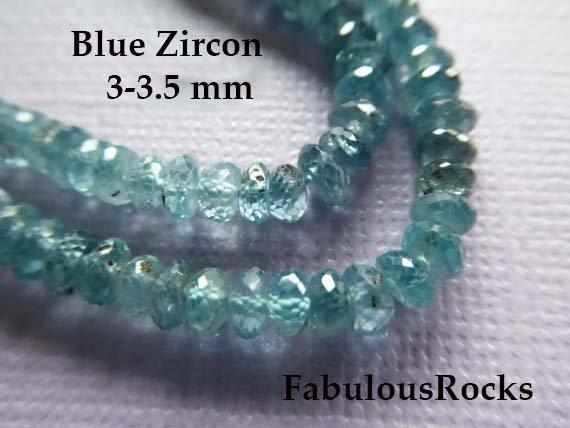 10-100 Pcs / Blue Zircon Roundel Gemstone Beads, Aaa, 3.5-4 Mm, Natural, Faceted, December Birthstone, Like Blue Diamonds 34 Brr Solo