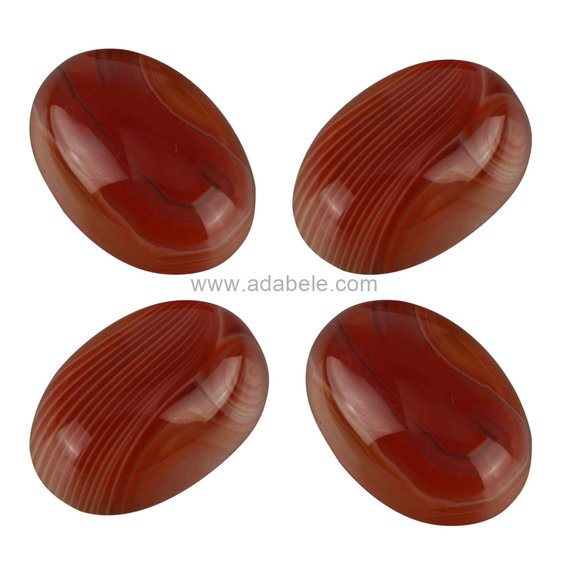 2pcs Aaa Natural Orange Red Stripe Agate Oval Cabochon Arc Bottomgemstone Cabochons 20x15mm #gn43