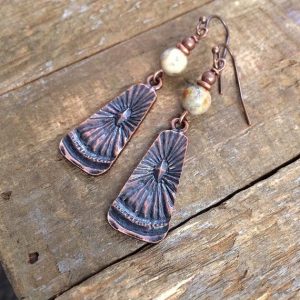 Southwestern Copper Earrings, Crazy Lace Agate Earrings, Boho Dangle Earrings, Agate Stone Earrings | Natural genuine Gemstone earrings. Buy crystal jewelry, handmade handcrafted artisan jewelry for women.  Unique handmade gift ideas. #jewelry #beadedearrings #beadedjewelry #gift #shopping #handmadejewelry #fashion #style #product #earrings #affiliate #ad
