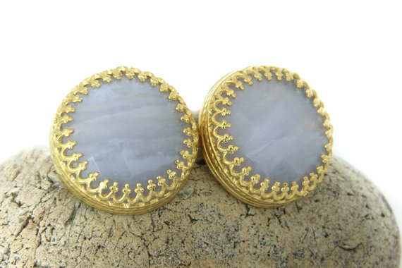 Lace Agate Earrings · Large Post Earrings · Statement Earrings · Gemstone Earrings · Bridesmaid Gifts · Wedding Earrings