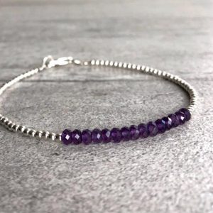 Amethyst Beaded Bracelet | Gold or Sterling Silver Genuine Amethyst Jewelry | Custom 6 7 8 9 inch February Birthstone Bracelet | Natural genuine Array jewelry. Buy crystal jewelry, handmade handcrafted artisan jewelry for women.  Unique handmade gift ideas. #jewelry #beadedjewelry #beadedjewelry #gift #shopping #handmadejewelry #fashion #style #product #jewelry #affiliate #ad