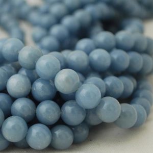 Shop Angelite Beads! High Quality Grade A Natural Angelite Semi-precious Gemstone Round Beads – 4mm, 6mm, 8mm, 10mm sizes – 15.5" strand | Natural genuine round Angelite beads for beading and jewelry making.  #jewelry #beads #beadedjewelry #diyjewelry #jewelrymaking #beadstore #beading #affiliate #ad