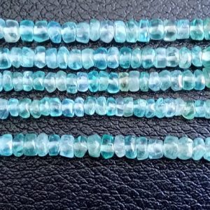 Shop Apatite Chip & Nugget Beads! 3.5-4mm Sky Apatite Plain Rondelle Beads, Natural Blue Apatite Plain Rough Rondelles, 13 Inch  Apatite For Necklace – PUSDG28 | Natural genuine chip Apatite beads for beading and jewelry making.  #jewelry #beads #beadedjewelry #diyjewelry #jewelrymaking #beadstore #beading #affiliate #ad