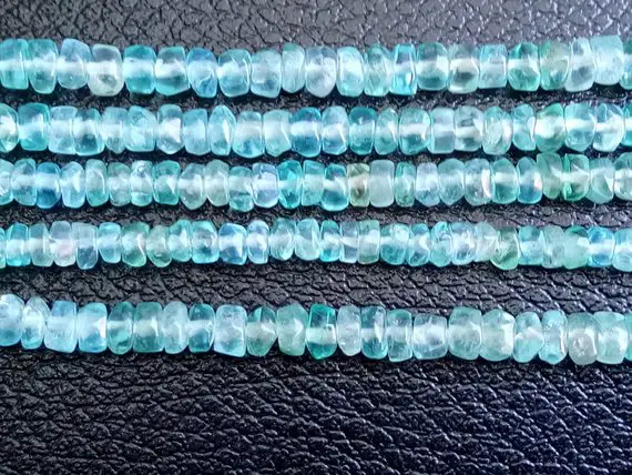 3.5-4mm Sky Apatite Plain Rondelle Beads, Natural Blue Apatite Plain Rough Rondelles, 13 Inch  Apatite For Necklace - Pusdg28