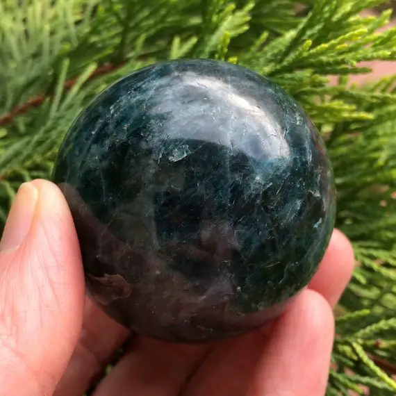 53mm Blue Apatite Sphere - Natural Crystal Ball - Polished Stone - Healing Crystal - Meditation Stone - Collectible - From Madagascar- 250g
