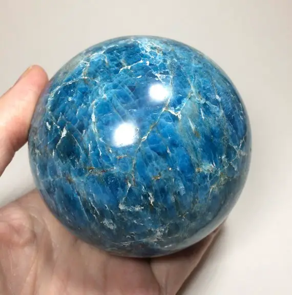85mm Blue Apatite Sphere - Natural Crystal Ball - Polished Stone - Healing Crystal - Meditation Stone - Collectible - From Madagascar- 2.3lb