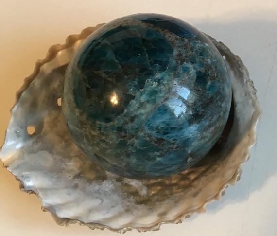 Blue Apatite Sphere, 55mm Blue Apatite Sphere ,healing Crystals And Stones, A Stone Of Of Manifestation