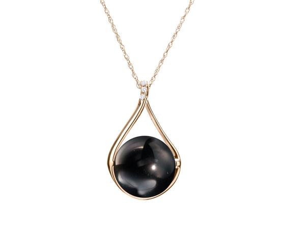 Pendant Black Tourmaline Necklace Diamond-teardrop Necklace Simple-dainty Space Necklace-minimalist Drop Necklace-schorl Gold Necklace-orb