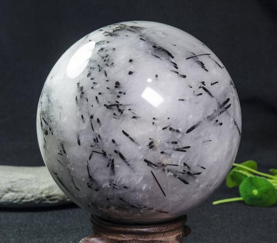 6"rare Natural Extra Large Black Rutilated Quartz Sphere/black Tourmaline Included/rutilated Crystal Collection/special Gift-150mm4843g#2488