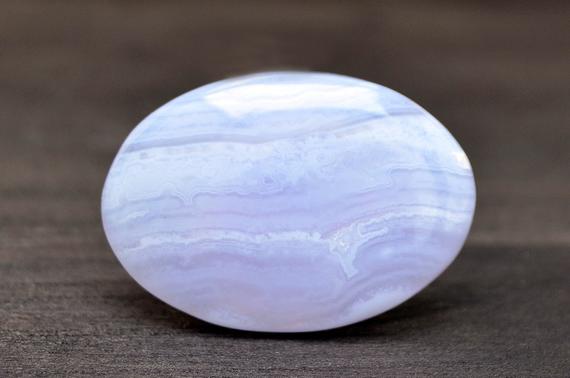 Blue Lace Agate Cabochon Stone (34mm X 24mm X 7mm) - Oval Cabochon
