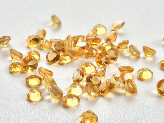9mm Citrine Round Faceted Calibrated Cut Stone, Citrine Cut Stone For Jewelry, Citrine Cut Stone, Citrine Solitaire (4pcs To 8pcs Option)