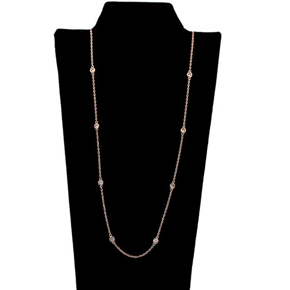 14k Diamond By The Yard Necklace / 0.60 Ct Diamond Necklace / Diamond Bezel Necklace / Everyday Necklace / Necklace For Women